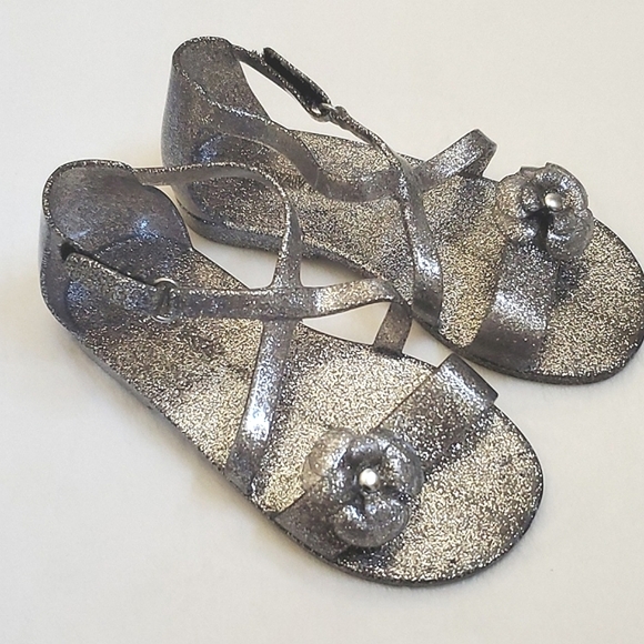 Old Navy Metallic Silver Glitter Jelly Sandals Shoes Toddler Girls Size 10 - Picture 3 of 12